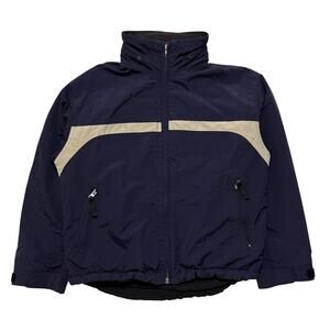 VTG Y2K 90's Gap Striped Full Zip Snow Jacket Packable Hood Navy XS